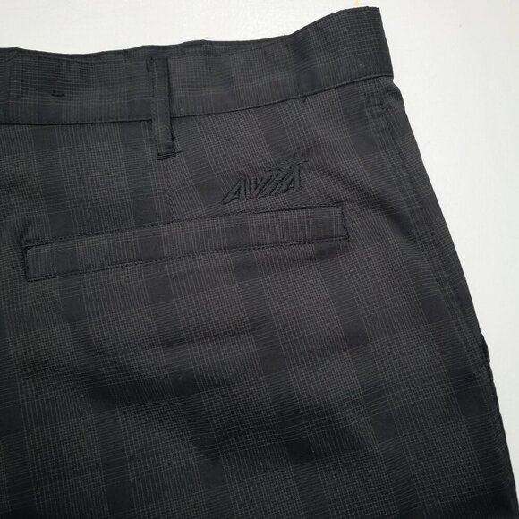Avia Men's Size Medium Dark Grey & Black Plaid Zipper & Button Closure Shorts - Picture 9 of 13